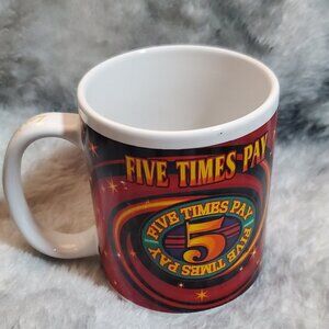 5 Times Pay IGT Coffee Mug Las Vegas Souvenir. Perfect for your bar!